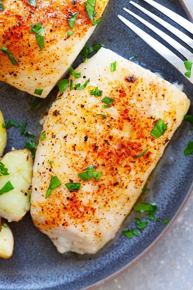 Baked cod with olive oil and lemon juice is one of the best cod recipes.