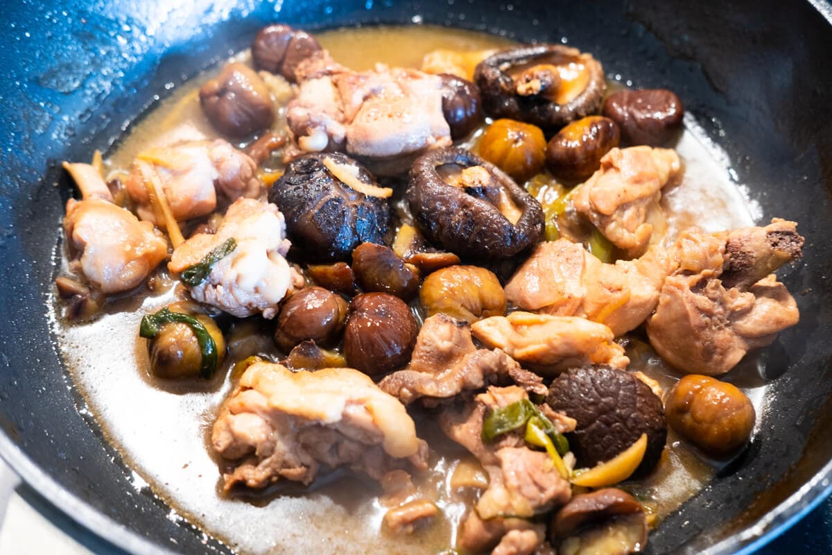 Let chestnut chicken simmer for 15 to 20 minutes. 