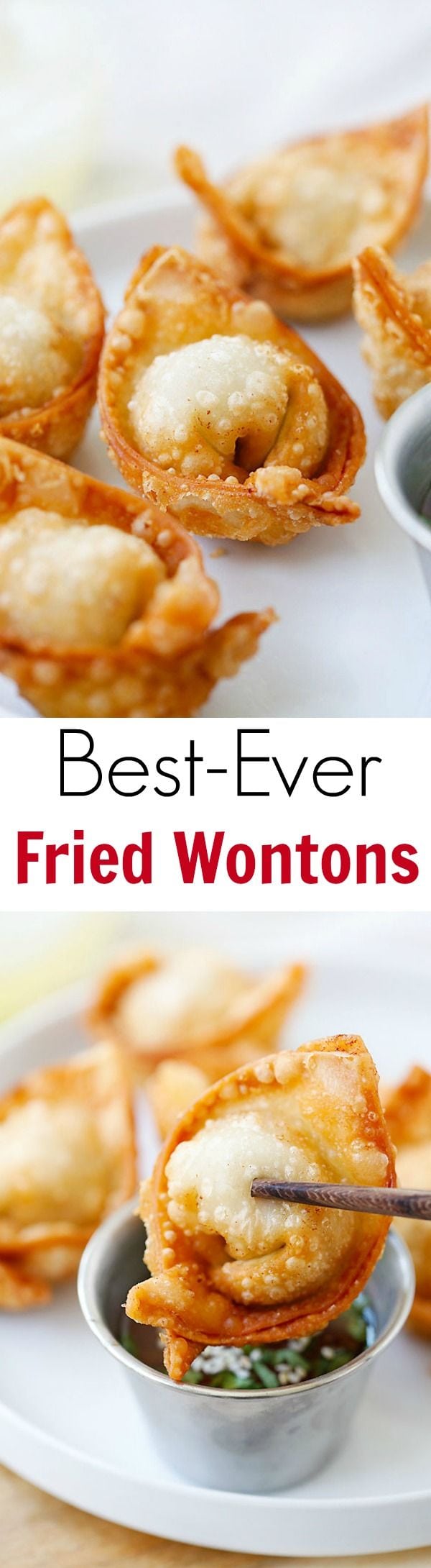 Fried wontons – BEST wontons recipe! Homemade, crispy, simple ingredients. Learn how to make wontons with this easy Chinese recipe | rasamalaysia.com