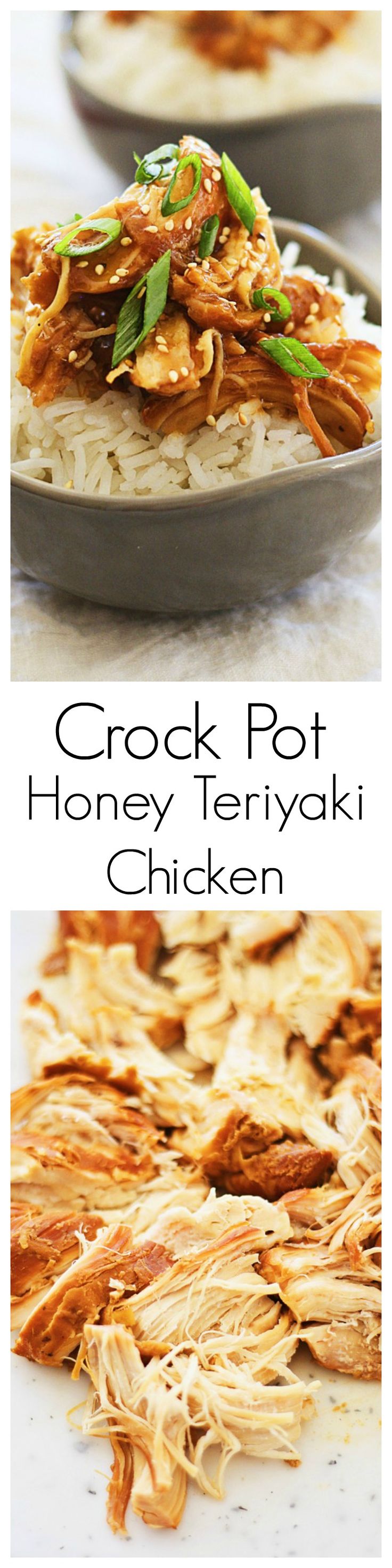Slow Cooker Honey Teriyaki Chicken – tender chicken with sweet, savory, and delicious honey teriyaki sauce. Made in crock pot and takes only 10 mins to prep | rasamalaysia.com