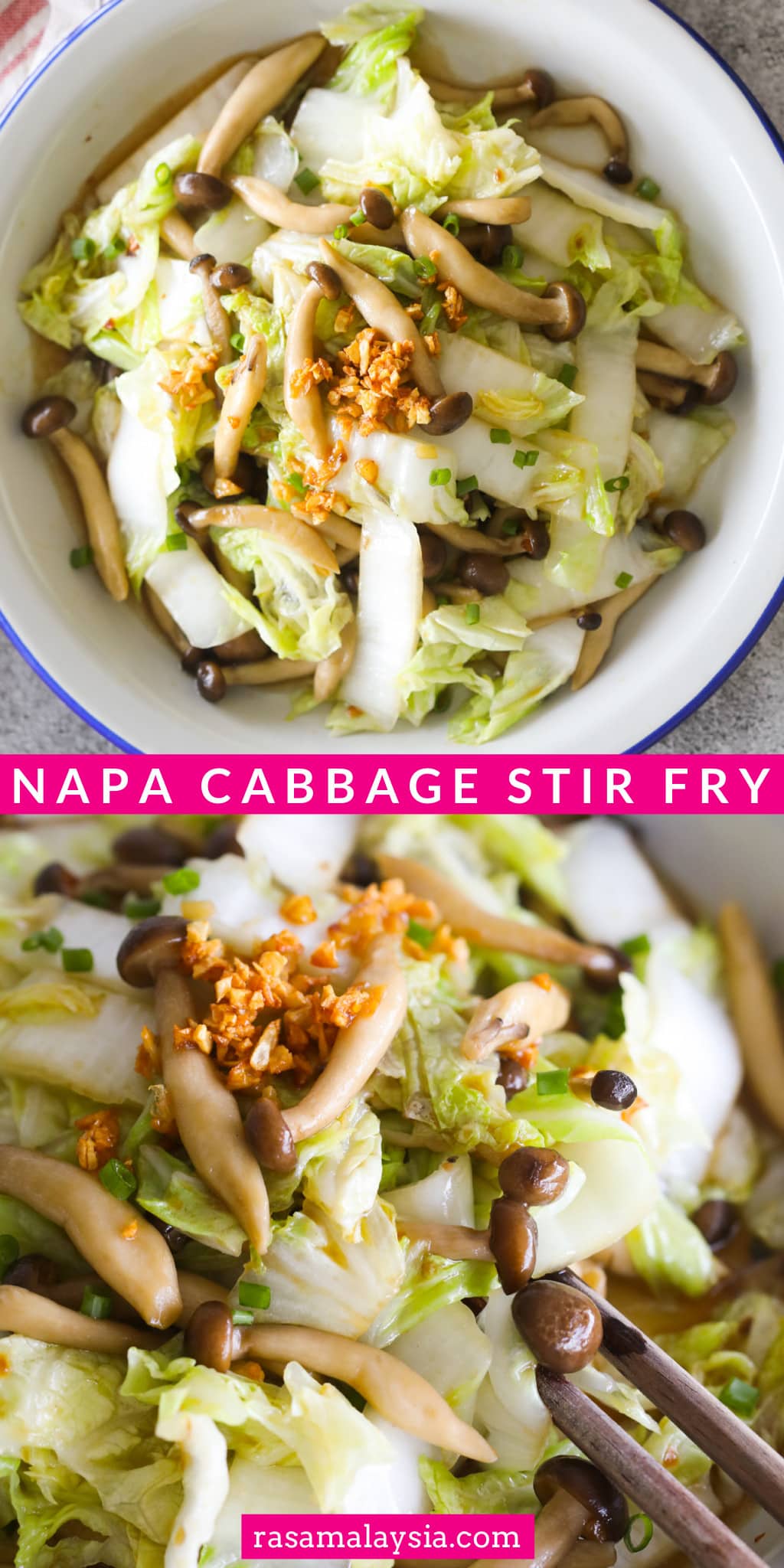 Easy Napa cabbage stir fry with mushroom is one of the best Napa cabbage recipes. It's fresh and healthy with 5 ingredients and takes only 15 mins to make!